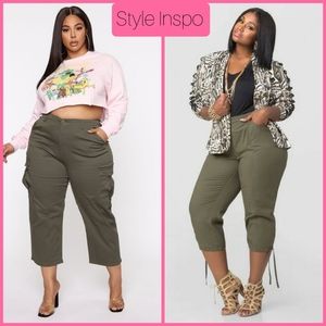 Drawstring Cargo Capris (plus size)